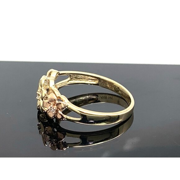 Floral Cocktail Ring 14k Yellow Gold Estate Jewelry Women's Size 9 - Picture 2 of 13